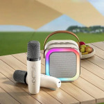 Детское караоке с 2 микрофонами, караоке для детей, bluetooth, type-c, TF-карта, изменение голоса, регуляция громкости CE65427