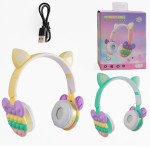 Бездротові Bluetooth навушники "Pop it", слот для карти пам'яті, кабель USB, радіо, підсвічування, кольори в асортименті DS68347