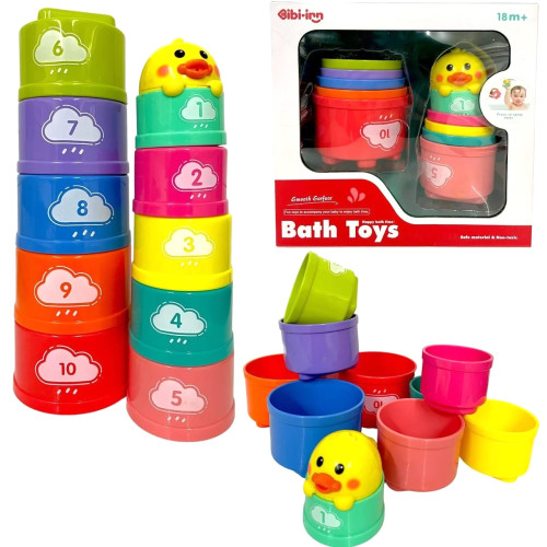 Пірамідка для ванної Bath Toys, пірамідка , чашка-пірамідка, каченя бризгалка ZX688-51