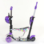 Самокат Best Scooter 5в1 с отцовской ручкой, абстракция, сиденье, PU колеса, подсветка колес HT68995