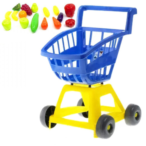 Игрушечная тележка с набором продуктов, синяя WS693