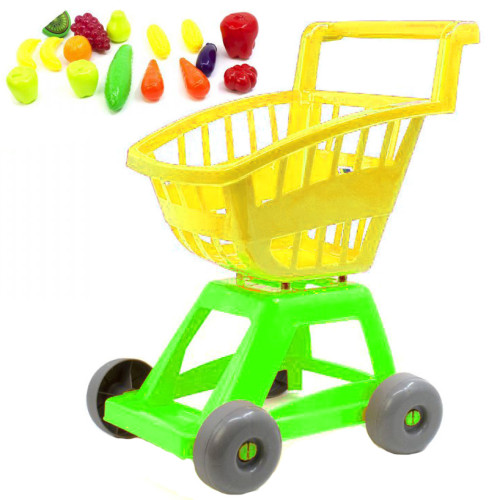 Игрушечная тележка с набором продуктов, желтая WS693
