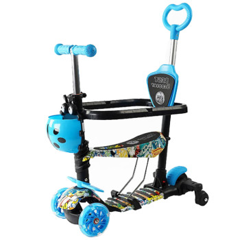 Самокат Best Scooter 5в1 с родительской ручкой, защитный бампер, сиденье, дополнительные колеса SB77410