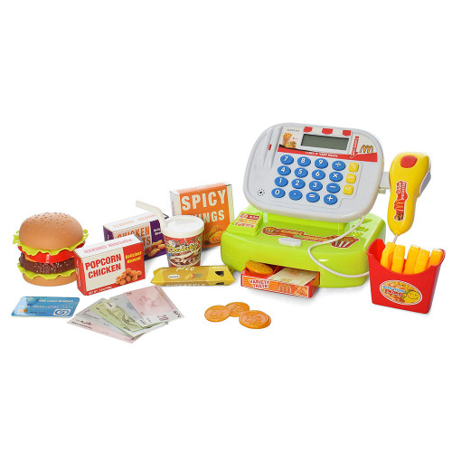 Игрушечный кассовый аппарат со сканером, калькулятор свет звук  SD820