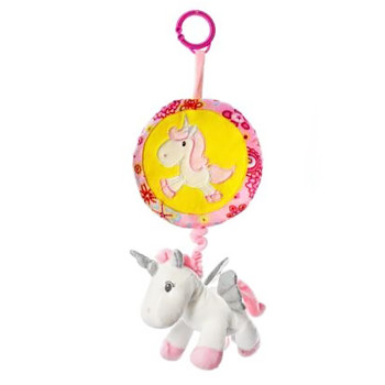 Подвеска-растяжка в кроватку, коляску Limo Toy Единорог розовый, мягкая игрушка со звуковыми эффектами SQ8201