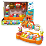 Музыкальный центр "Сказочники" "WToys", украинская озвучка, подсветка, песни, сказки, стишки, ноты, погремушки, кольца, карусели, переключатель режимов, крепления-липучки, XD83339