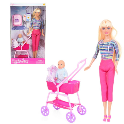 Кукла Defa Lucy с ребенком в коляске, кукла с аксессуарами, игрушка для девочек (BO8358)