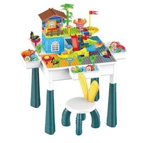 Игровой столик 6в1 Домик с горкой, с конструктором и стульчиком GM839-85А