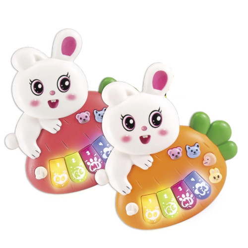 Музыкальное Пианино "WToys", "ЗАЙЧИК", 2 цвета, украинский язык, ноты, мелодии, песни, сказки, цифры, звуки животных, развивающая игрушка, пианино детский, свет, MG85270
