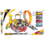 Автотрек детский Track Parking Lot с разноцветными машинками и катапультой, игрушка для мальчика (KR872-А)