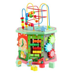 Развивающий куб Tree Toys деревянная игра с лабиринтом, сортером и часами KM872