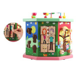 Развивающий куб Tree Toys деревянная игра с лабиринтом, сортером и часами KM872