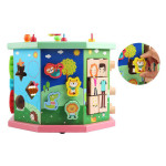 Развивающий куб Tree Toys деревянная игра с лабиринтом, сортером и часами KM872