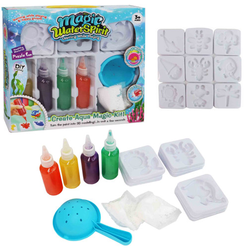 Игровой набор для творчества "Magic Water Spirit", аквагель, 4 цвета с глитером, 9 форм, OU87266 B