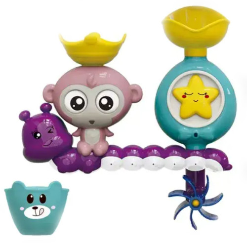 Развивающая игрушка для ванной Bath Toys Водопад Обезьянка с гусеницей, ковшик HG8808
