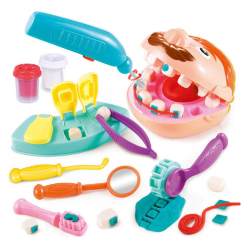 Тесто для лепки "Стоматолог" детское тесто 5 цветов, молды, электрическая бормашина LK8852