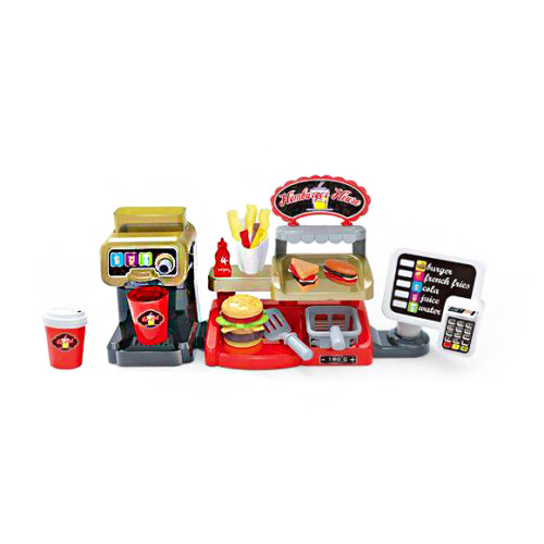 Игровой набор Кофейня, детское кафе, игрушечные продукты, кассовый аппарат, кофеварка, фастфуд (WO8899-1)