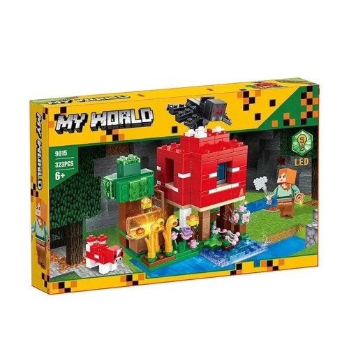 Конструктор "My world" Майнкрафт Грибной дом, мелкий конструктор, аксессуары, 323 детали AS9015