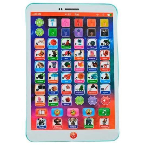 Дитячий інтерактивний планшет "WToys", українська мова, казки, пісні, абетка, цифри, екзамен, скоромовки, загадки, музика, кольори, тваринки, CQ94568