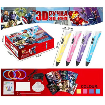 3D ручка, ручка для малювання, набір для малювання, рос.мова, кольори в асортименті TY9910/70653
