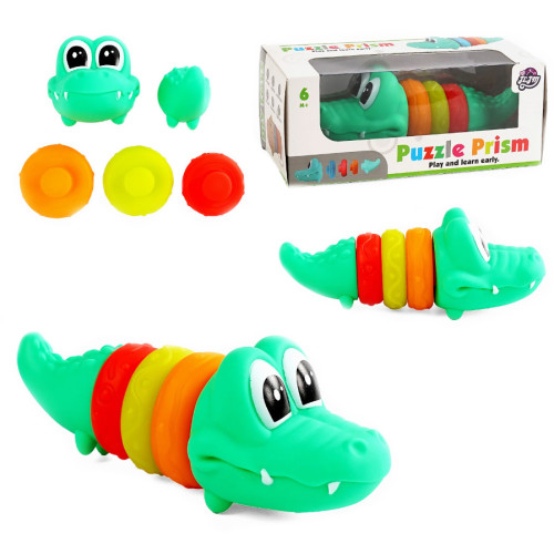 Розвиваюча Пірамідка "Крокодил", гра розбірна, що розвиває, 5 деталей пірамідки WT9934А