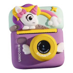 Детская цифровая фотокамера с термопринтером мгновенной печати UNICORN, поворотный экран, провод USB Type-C, разъем для SD карты, 3 рулона термобумаги, ремешок, наклейки, фломастеры BKM 12 U