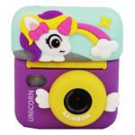 Детская цифровая фотокамера с термопринтером мгновенной печати UNICORN, поворотный экран, провод USB Type-C, разъем для SD карты, 3 рулона термобумаги, ремешок, наклейки, фломастеры BKM 12 U