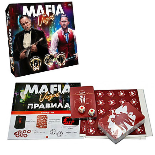 Настольная игра Danko Toys Mafia Vegas Мафия Вегас, 84 карточки, 50 фишек, язык русский, настольные игры