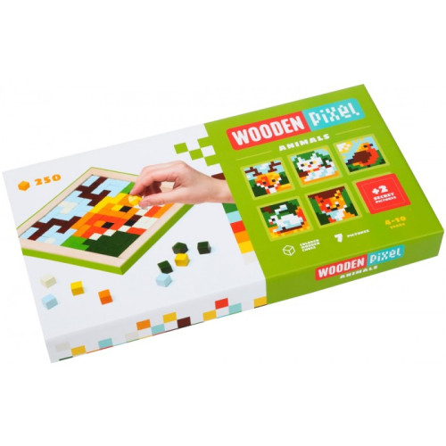 Мозаїка Cubika Wooden Pixel Тварини на 250 піксельних кубиків 14897
