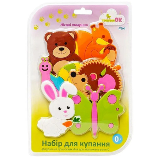 Набір наклейок для купання KinderenOK Лісові тварини 6 шт