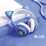 Беспроводные Bluetooth наушники с ушками Китти, RGB подсветка, наушники для детей, Синий (VZV23M)