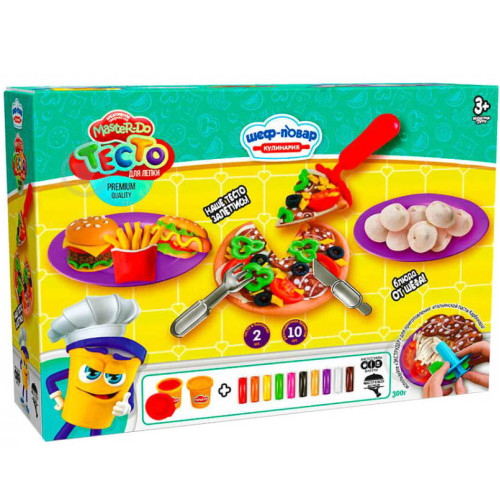 Тесто для лепки Danko Toys Master-Do Шеф-повар Кулинария Пицца, 12 цветов теста Тесто для лепки Danko Toys Master-Do Шеф-повар Кулинария Пицца, 12 цветов теста